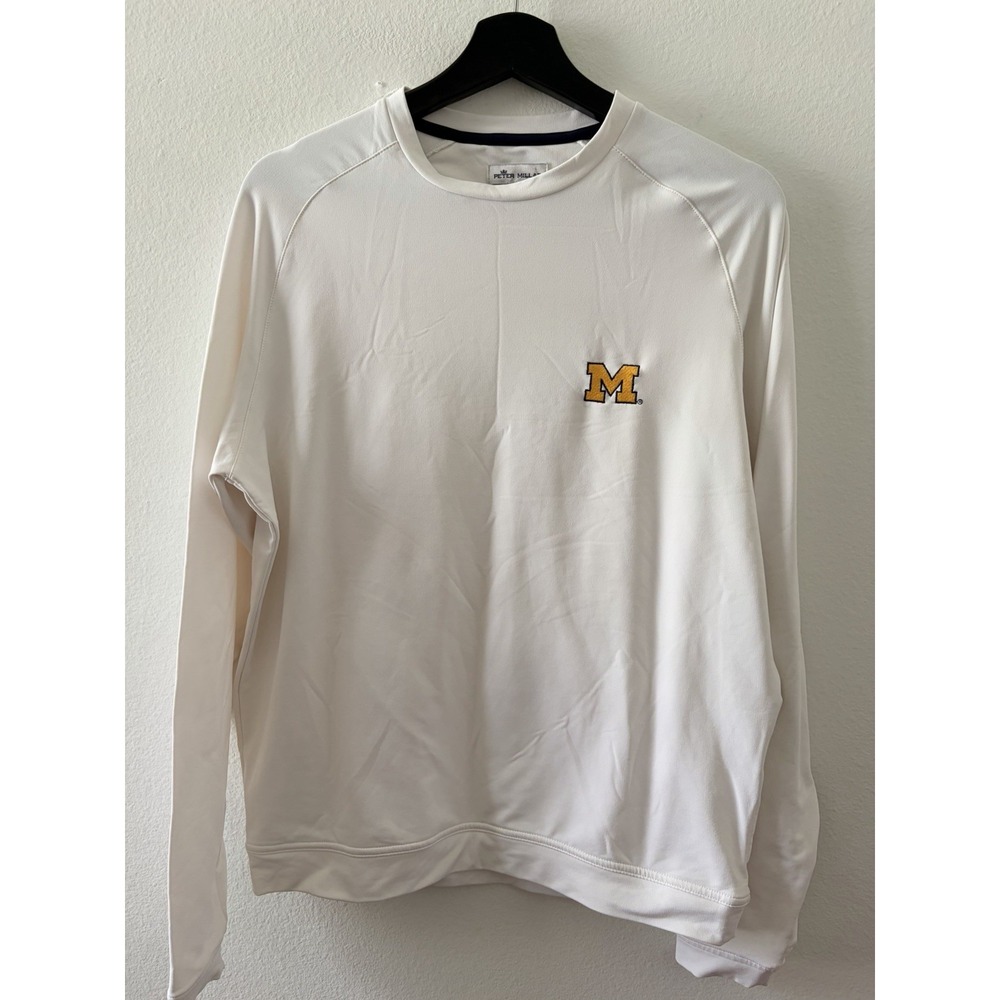 Peter Millar Michigan Wolverines Woman Long Sleeve Crewneck Sweatshirt White S